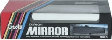 Grote® - 10 Inside Rear View Mirror - 10 x 2-7/16; OEM Styling; Non-Glare Adjustment Lever; Includes Mirror Mount Instructions & Adhesive; Black Polypropylene (Sold Individually)