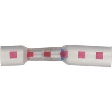 Multi-Wire Butt Connector 20-18 AWG, Clear Tube with Red Dashes, Side 1:Crimp Die Red-Single Wire; Side 2: Crimp Die Blue-Two Wire (Pack of 20)