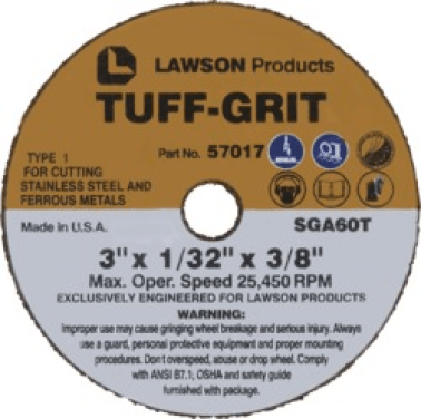 Tuff-Grit - Mini Cut-Off Wheel, 3" Diameter, Zirconium Grain, Type 1, 1/16" Thick, 3/8" Arbor (Pack of 12)