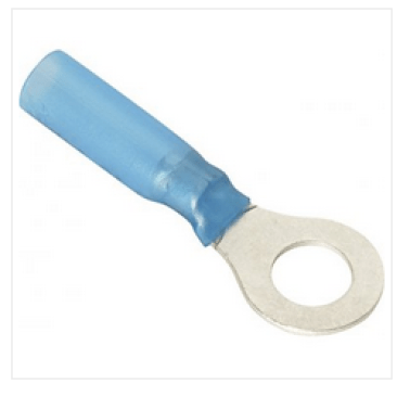 Tuff-Seal® - Ring Tongue Terminal, 2-Piece Heat Seal, Polyolefin Insulated, 16 to 14 AWG, 1/4" Stud Size, Blue (Pack of 25)
