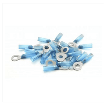 Tuff-Seal® - Ring Tongue Terminal, 2-Piece Heat Seal, Polyolefin Insulated, 16 to 14 AWG, 1/4" Stud Size, Blue (Pack of 25)