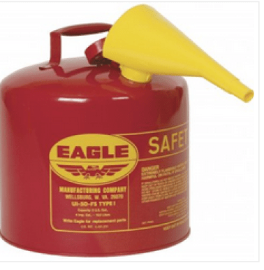 Eagle - Type I Safety Can, 5 Gallon, Flammable, Red, Self-Closing Lid - Funnel Included (Pack of 1)