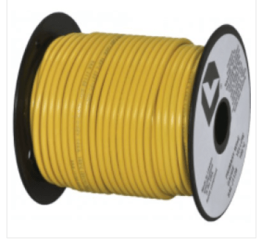 Plastic Covered Primary Wire, Vinyl Plastic, 16 AWG, 60 Volts, Yellow, 100' Length, SAE J1128 GPT Cable (Pack of 1)