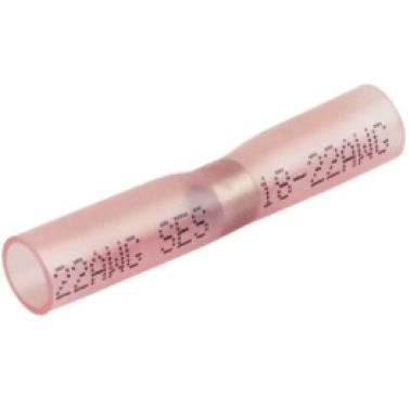 Butt Connector, Solder Seal, Polyolefin Insulation, 20 to 18 AWG, Red (Pack of 20)