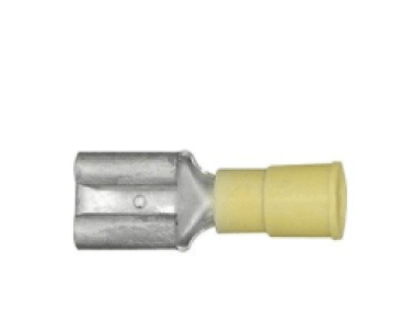 Female Quick Slide Disconnect Terminal, Vinyl Insulated, 12 to 10 AWG, 3/8" Tab Width, Blue (Pack of 25)