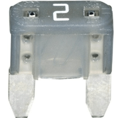 MINI Fuse, 2 Amps, 32 Volts DC, Gray (Pack of 5)