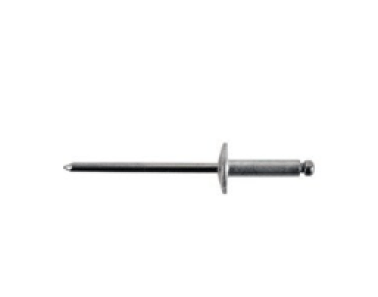 Open End Rivet, Large Flange Head, Aluminum Body/Steel Mandrel, 3/16" Diameter, 0.626 to 0.75" Grip Range, 0.95" Body Length (Pack of 100)