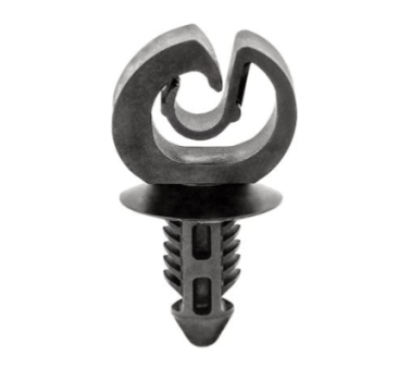 Hood Release Cable Clip for GM, Nylon, Black, 19mm Top Head, Will Hold 4.76mm to 6.35mm Diameter Cable, 16mm Stem Diameter (Pack of 25)