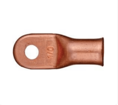 Heavy-Duty Battery Cable Lug, 1/0 AWG, Pink, 3/8" Stud Size, Fully Annealed, Electrolytic Copper, Flared Barrel End (Pack of 10)