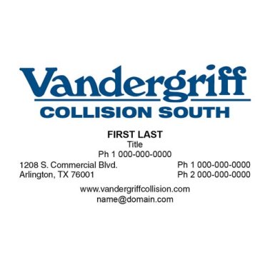 Vandergriff Collision Center South Business Cards