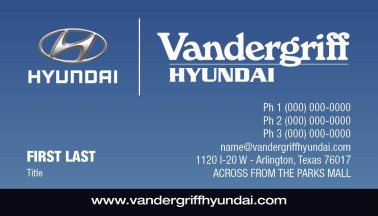 Vandergriff Hyundai Business Cards – Ver. 1