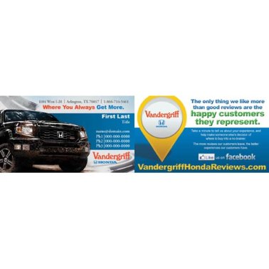 Vandergriff Honda 2-Sided Business Cards