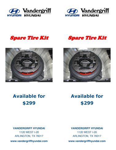 Vandergriff Hyundai Spare Tire Kit Addendum Tag