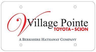 Village Pointe Toyota  License Plate Insert - White with logo  (Packs of 500)