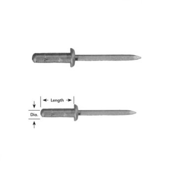 Blind Rivet Aluminum/Steel Standard Flange 3/16 - 7/16 Grip Range 3/16 Diameter (100 per pack)