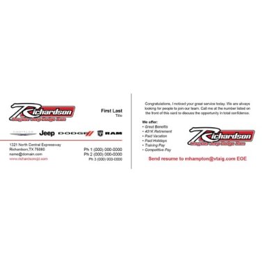 Richardson CJDR "Send Resume" Back Option Business Cards