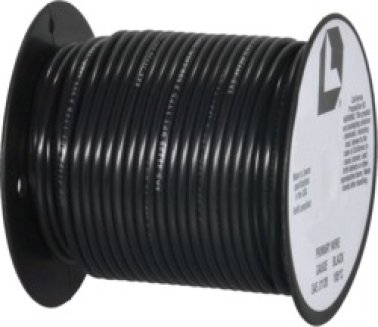 Plastic Covered Primary Wire-20 AWG Black 100' Length    (Sold Individually)