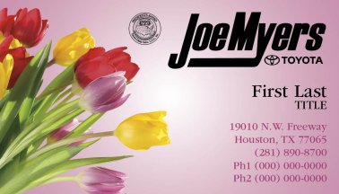 Joe Myers Toyota Business Cards - Version 5