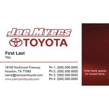 Joe Myers Toyota Business Cards - Version 1