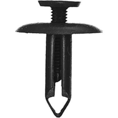 Screw Rivet - Fits 6mm Hole; 19mm Stem Length; 20mm Head Diameter; 5.0mm - 10.0mm Panel Range; Black Plastic    (25 per pack)