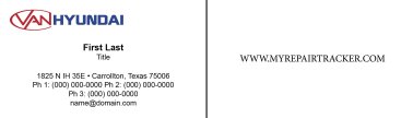 Van Hyundai Collision Center Business Cards