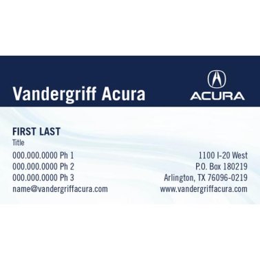 Vandergriff Acura Business Card - Ver. 2