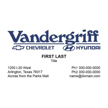 Combo Business Cards for Vandergriff Chevrolet/Hyundai