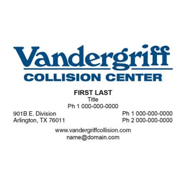 Vandergriff Collision Center Business Cards