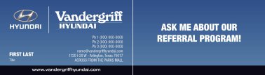 Vandergriff Hyundai Business Cards – Referral Back