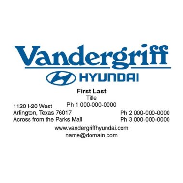 Vandergriff Hyundai Business Cards - Version #2