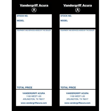 Vandergriff Acura Addendum Tag