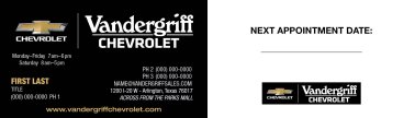 Vandergriff Chevrolet Appointment Cards - Ver. 2