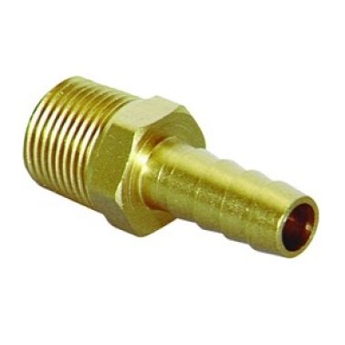 Brass Hose Barb Male NPT 1/4 (-4) x 3/8-18    (5 per pack)