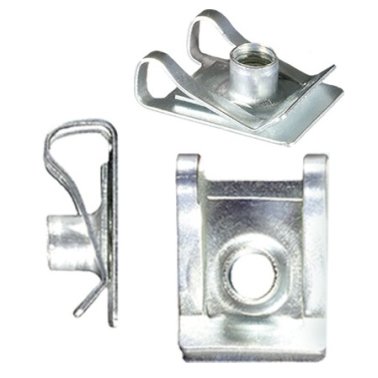 Metric Extruded U Nut; M5-.8; Panel Range: .45mm - 1.5mm; Center Of Hole To Edge: 11.5mm; Zinc Finish    (25 per pack)