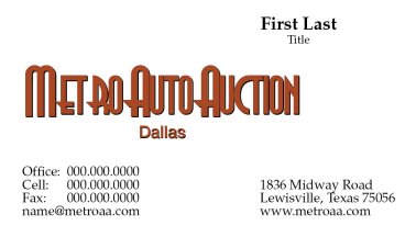 Metro Auto Auction Business Card — Dallas