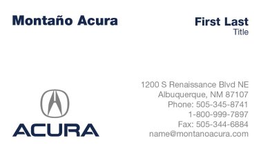 Montaño Acura Business Card