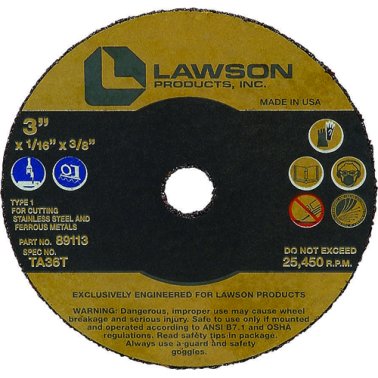Mini Cut-Off Wheel 3 Diameter Aluminum Oxide Grain Type 1 1/16 Thick 3/8 Arbor (12 per pack)