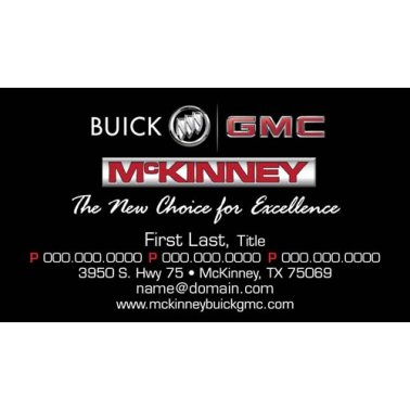 McKinney Buick/GMC Business Cards - Sales/Misc - 3 Phone Numbers