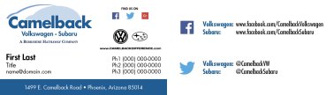 Camelback VW Subaru Mazda Matte BC with Berkshire Hathaway Designation (For General Manager Only)