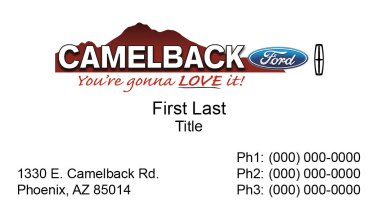 Camelback Ford Lincoln Business Cards -- No Email Address
