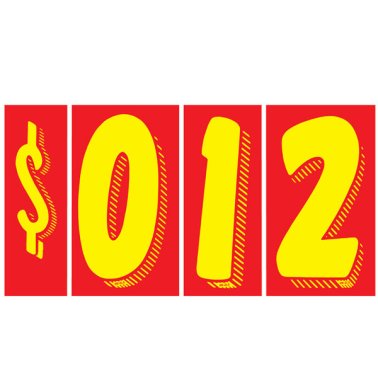 7 1/2" Yellow & Red Windshield Numbers Kit (20 doz)