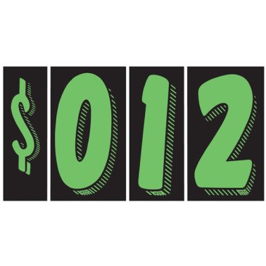 7 1/2" Green & Black Windshield Numbers Kit (20 doz)