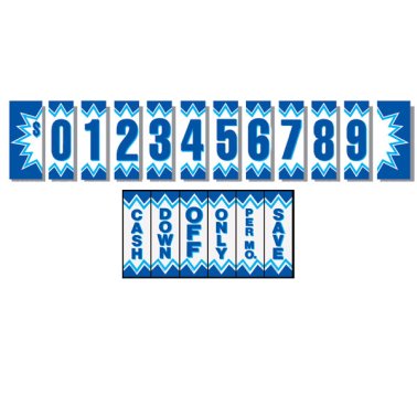 Blue Explosion Windshield Numbers Kit (20 doz)