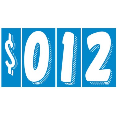 7 1/2" White & Blue Windshield Numbers Kit (20 doz)