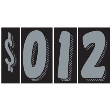 7 1/2" Silver & Black Windshield Numbers Kit (20 doz)