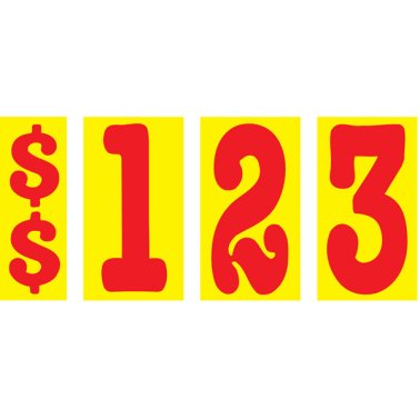 5 1/2" Mid Size Non-Fade Red & Yellow Number Kit (20 doz)