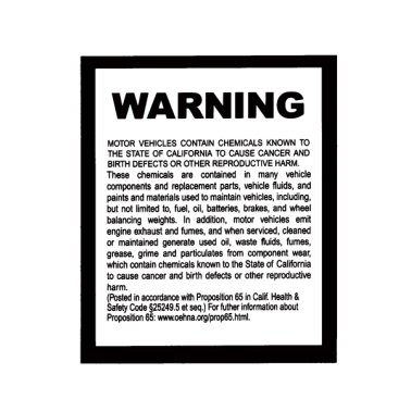 Prop. 65 Decal (English Only) - 100 per pack