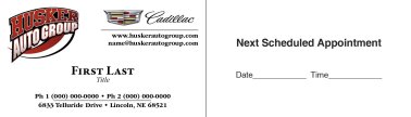 Husker Auto Group Cadillac Appointment Card