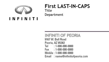 Infiniti of Peoria Business Cards