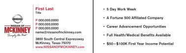 Nissan Of McKinney Benefits Business Card